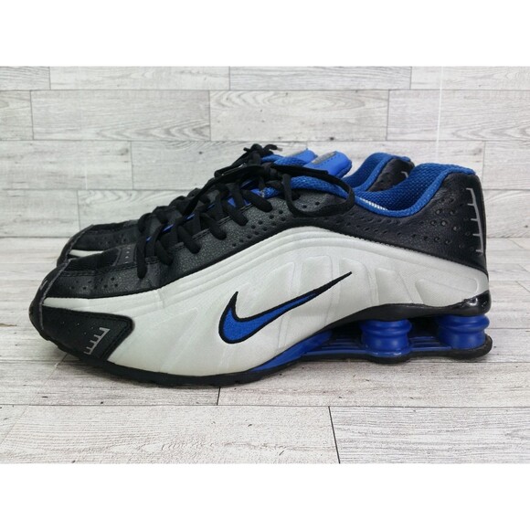 Men's Nike Shox R4 Retro Sneakers Silver Blue Black Shoes BV1111-100 Sz 10 2018 - Picture 7 of 13